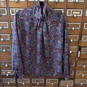 Bold Graphic Paisley Blouse Vintage Size Large 80’s